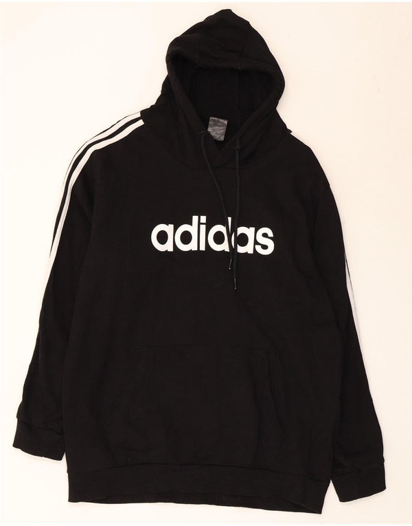 Adidas Γυναικείο Γραφικό Hoodie Jumper UK 18 XL Μαύρο βαμβακερό