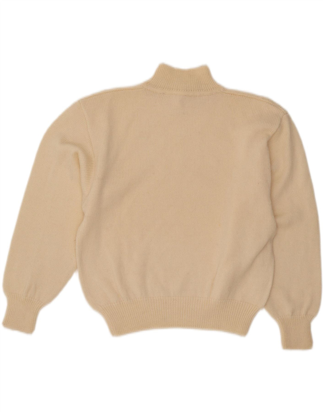 VINTAGE Womens Crop Turtle Neck Jumper Sweater UK 12 Medium Off White Vintage Vintage and Second-Hand Vintage from Messina Hembry 