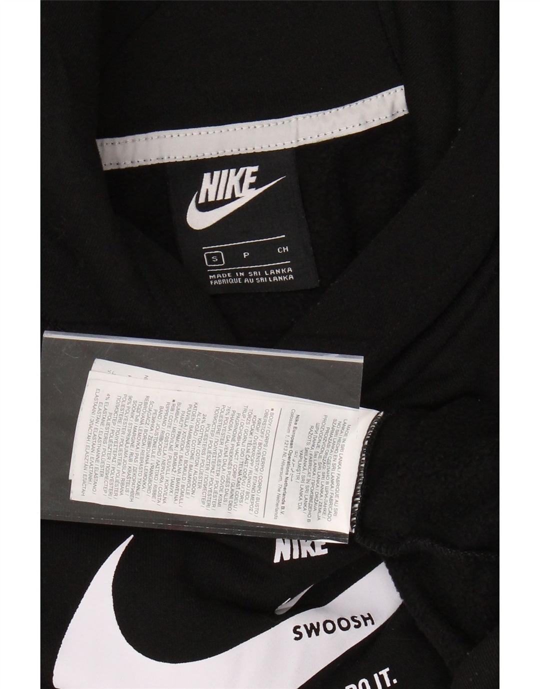 NIKE Γυναικείο Swoosh Oversized Graphic Hoodie Jumper UK 10 Small Black