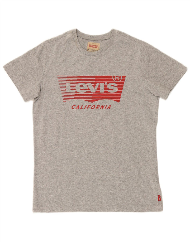 LEVI'S Boys Graphic T-Shirt Top 13-14 Years Grey Polyester