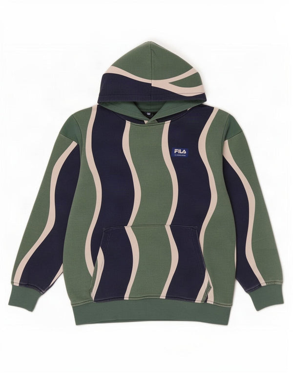 Fila Girls Hoodie Jumper 11-12 ετών Πράσινο ριγέ βαμβακερό