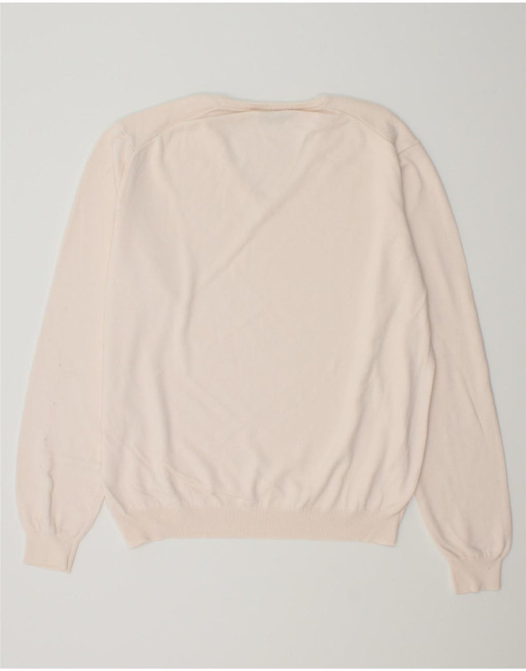 BENETTON Mens V-Neck Jumper Sweater Medium Pink Vintage Benetton and Second-Hand Benetton from Messina Hembry 