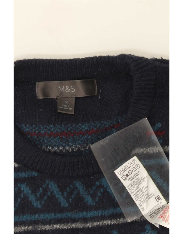 Ανδρικό πουλόβερ Marks & Spencer Crew Neck Jumper Medium Navy Blue Fair Isle