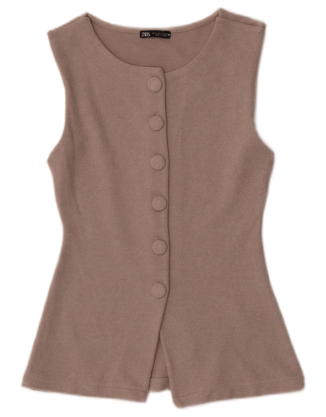 Zara Γυναικεία Αμάνικη Ζακέτα Τοπ UK 8 Small Beige Polyester
