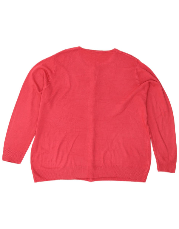 Marks & Spencer Γυναικείο πουλόβερ ζακέτα UK 22 3XL Ροζ Ακρυλικό