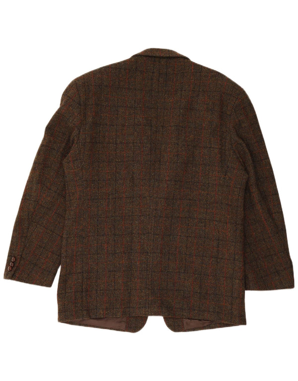 Ανδρικό μπουφάν HARRIS TWEED 2 κουμπιά σακάκι IT 54 2XL Brown Check New Wool