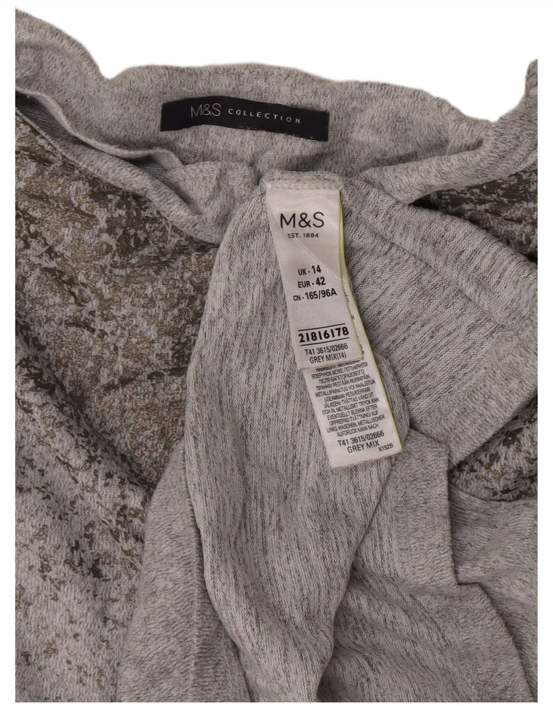 Marks & Spencer Γυναικεία Μπλούζα Τοπ UK 14 Medium Grey Flecked Polyester