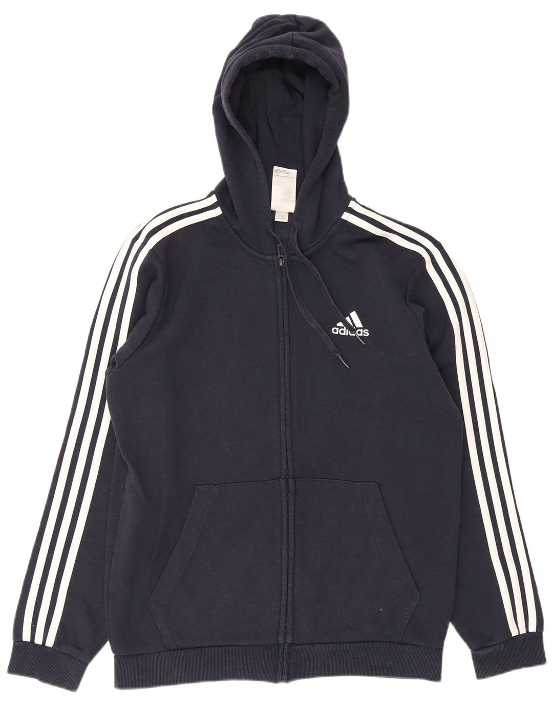 Ανδρικό πουλόβερ με κουκούλα με φερμουάρ Adidas, μεσαίο μπλε βαμβακερό