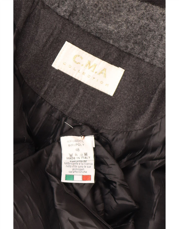 VINTAGE Γυναικείο παλτό Duffle με κουκούλα IT 48 XL Γκρι μαλλί