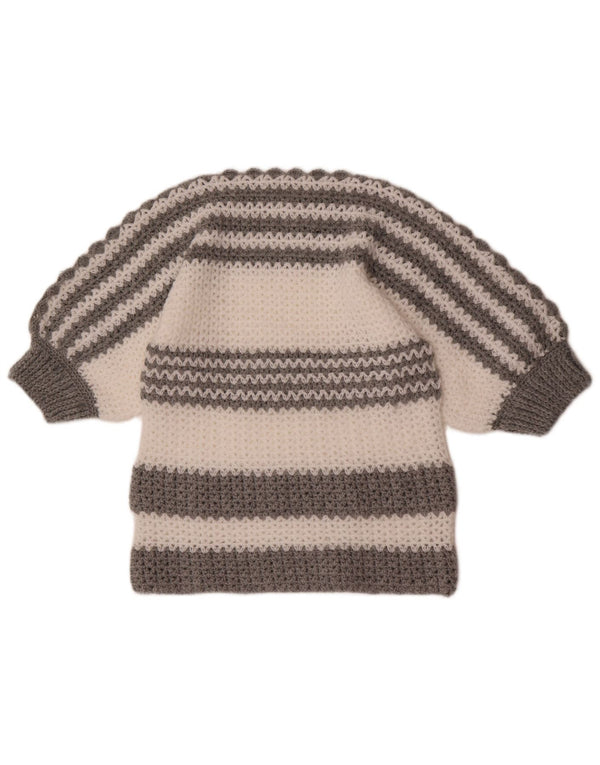 Vintage γυναικείο πουλόβερ με λαιμό σκάφος UK 10 Small Grey Colourblock