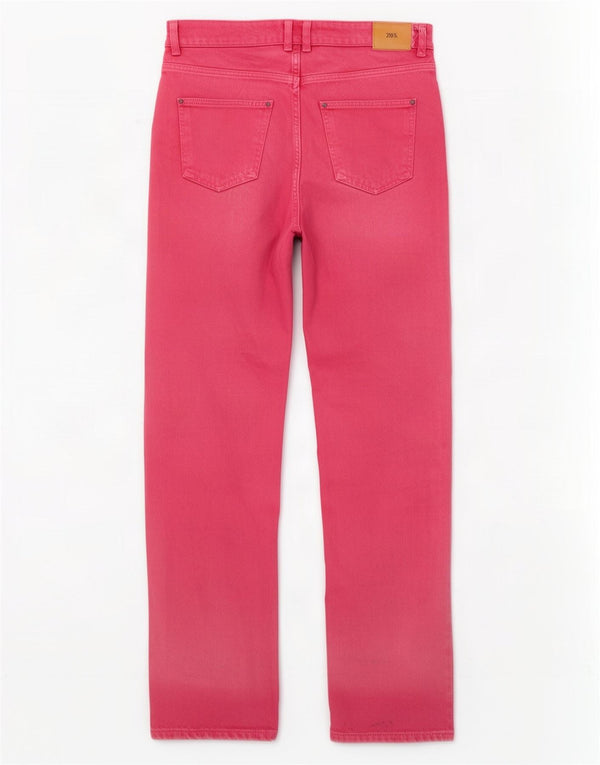 Zara γυναικείο ψηλόμεσο τζιν EU 38 Small W28 L33 Ροζ βαμβακερό