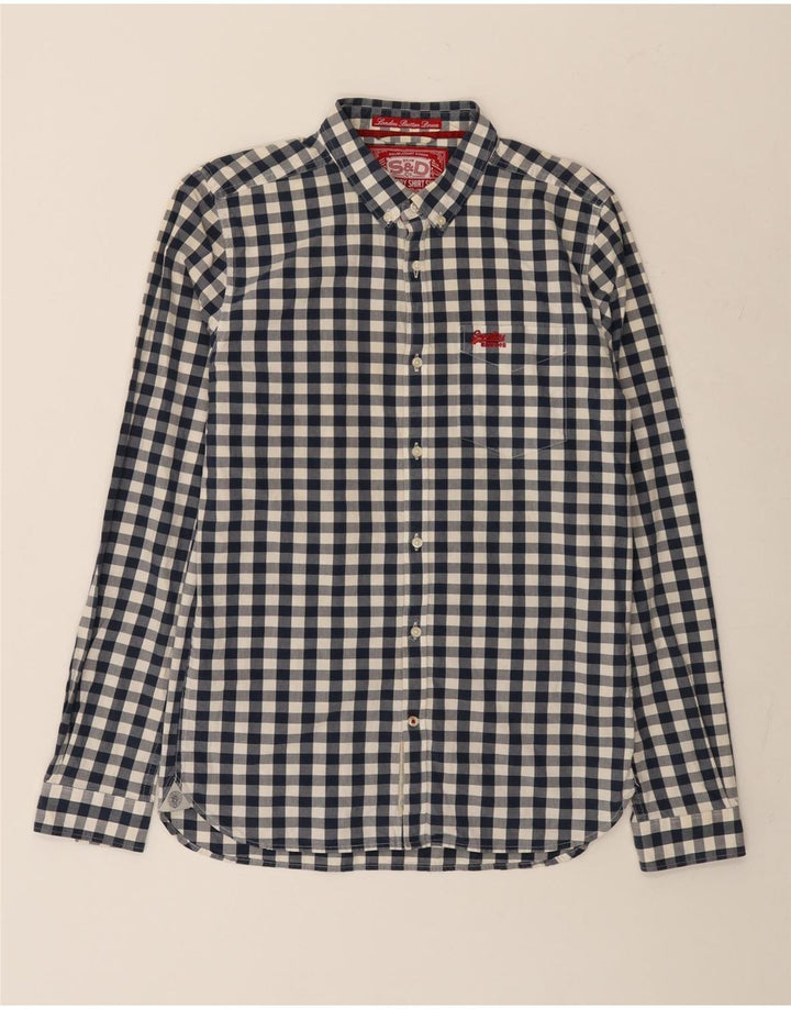 Ανδρικό πουκάμισο Superdry Μεγάλο Navy Blue Gingham Cotton