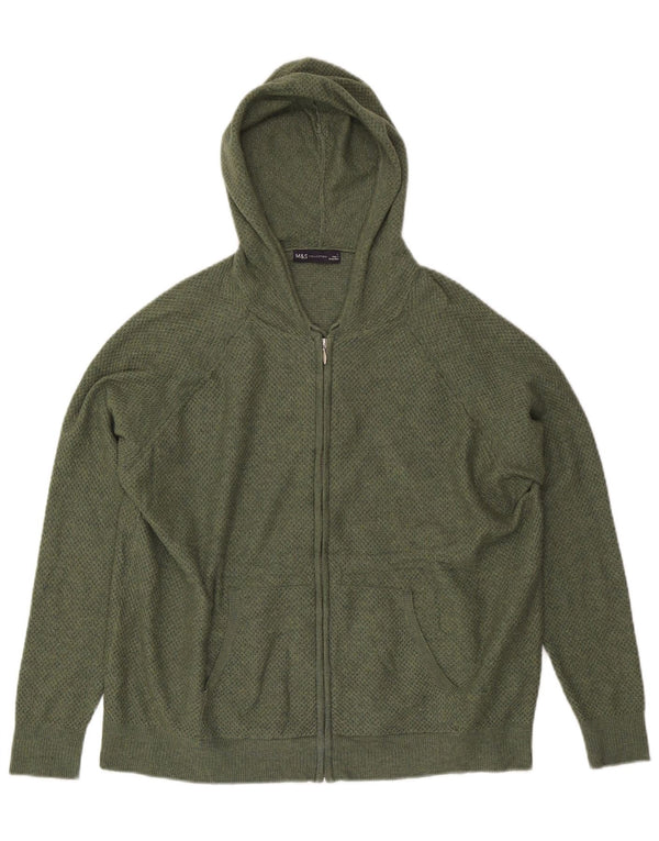 Marks & Spencer Γυναικεία ζακέτα με κουκούλα UK 16 Large Khaki Polyester