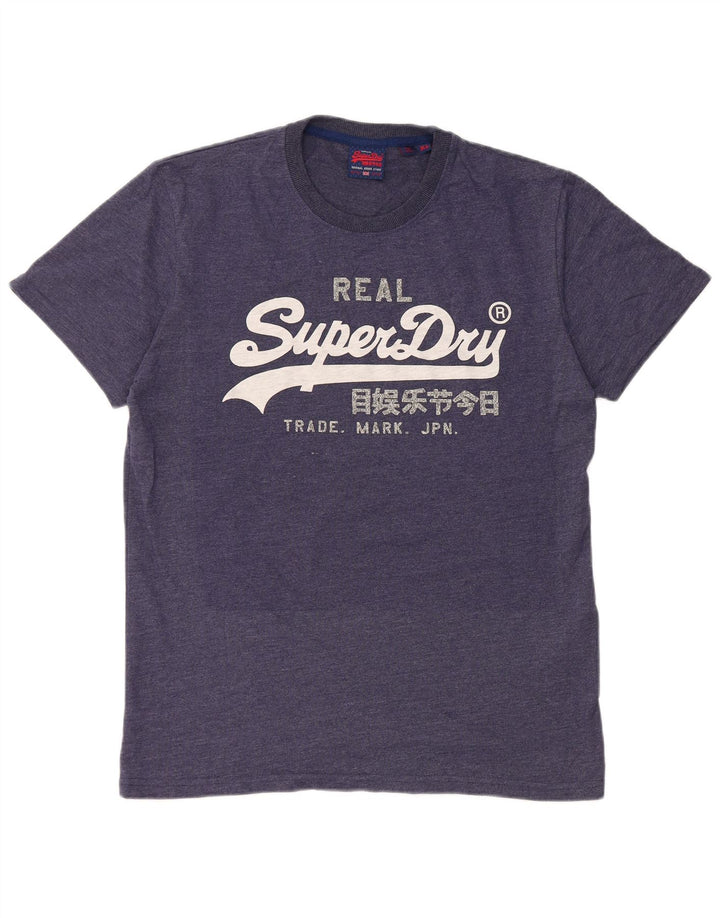 Ανδρικό γραφικό T-Shirt Superdry Top XL Navy Blue Cotton