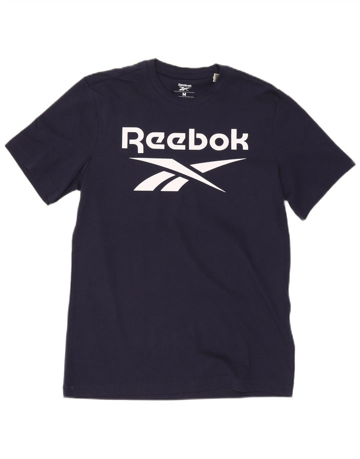 Ανδρικό γραφικό T-Shirt Reebok Top από μεσαίο μπλε ναυτικό βαμβακερό