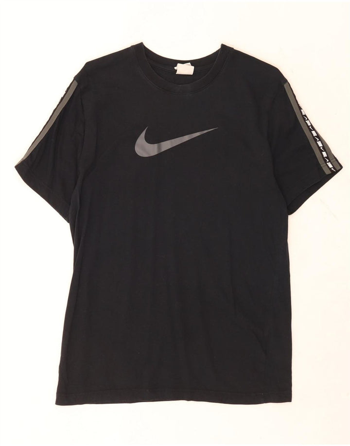 Ανδρικό γραφικό μπλουζάκι Nike, μεσαίο μαύρο βαμβακερό