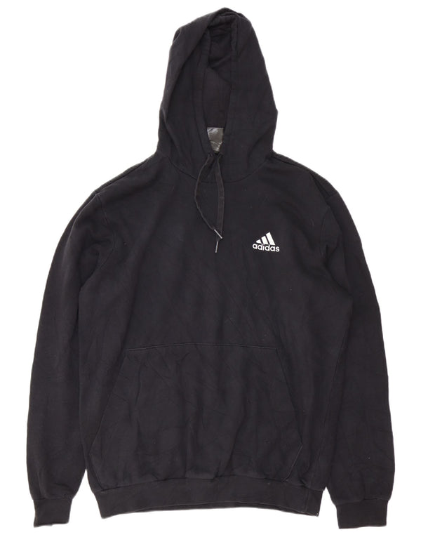 Adidas Ανδρική κουκούλα σε κανονική εφαρμογή, μεγάλο μαύρο βαμβακερό