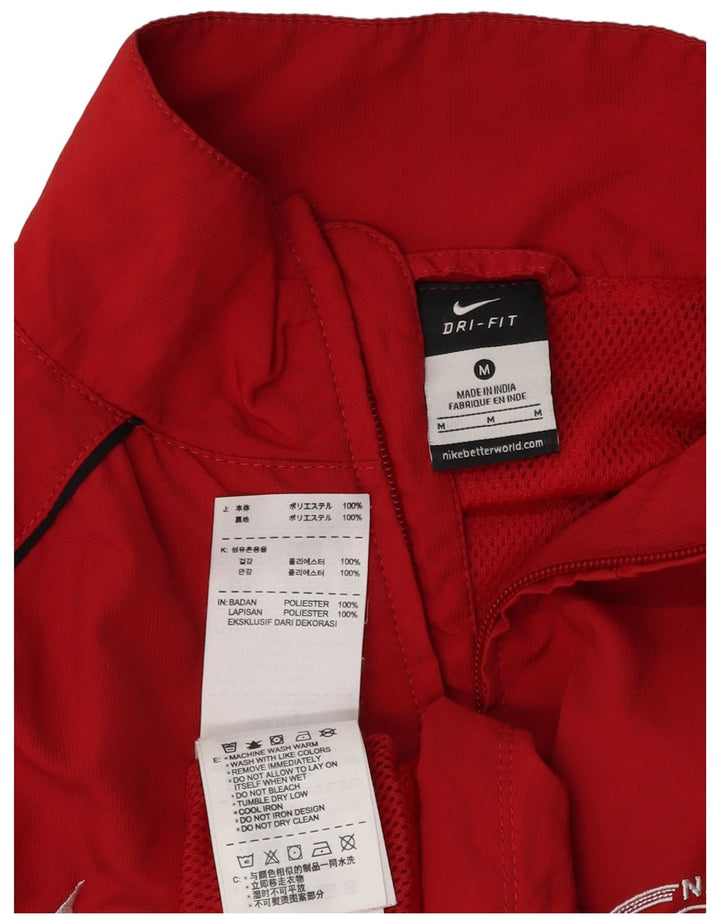 NIKE Mens Dri Fit Tracksuit Top Jacket Medium Red Polyester