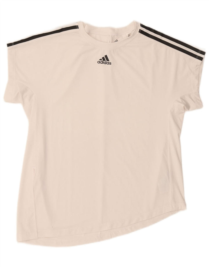 Γυναικείο γραφικό μπλουζάκι Adidas Top UK 12/14 Μεσαίο λευκό πολυεστέρας