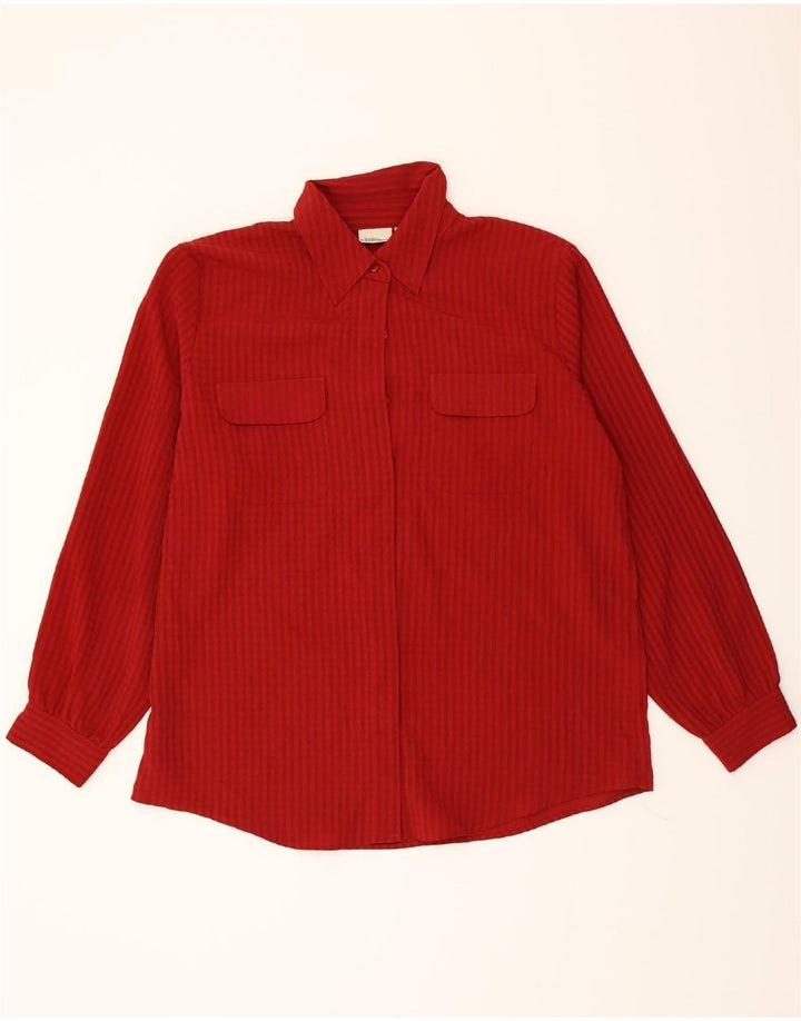 ESSENTIALS Womens Shirt Blouse UK 18 XL Red Pinstripe Polyester Vintage Essentials and Second-Hand Essentials from Messina Hembry 