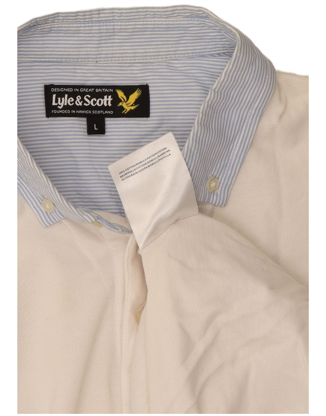 Ανδρικό πουκάμισο πόλο Lyle & Scott, μεγάλο λευκό βαμβακερό