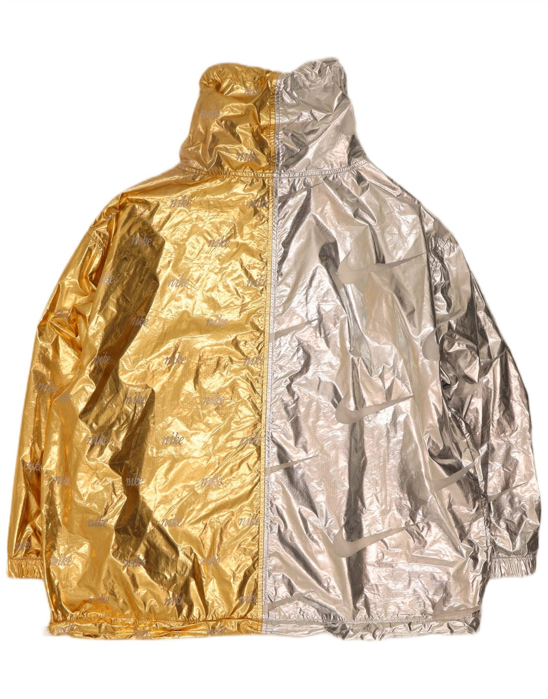 Γυναικείο γραφικό υπερμεγέθη σακάκι Nike Anorak UK 16 Μεγάλο ασημί μπλοκ χρώματος