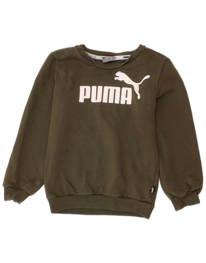 Γραφικό Φούτερ PUMA Boys Jumper 3-4 ετών Χακί βαμβακερό