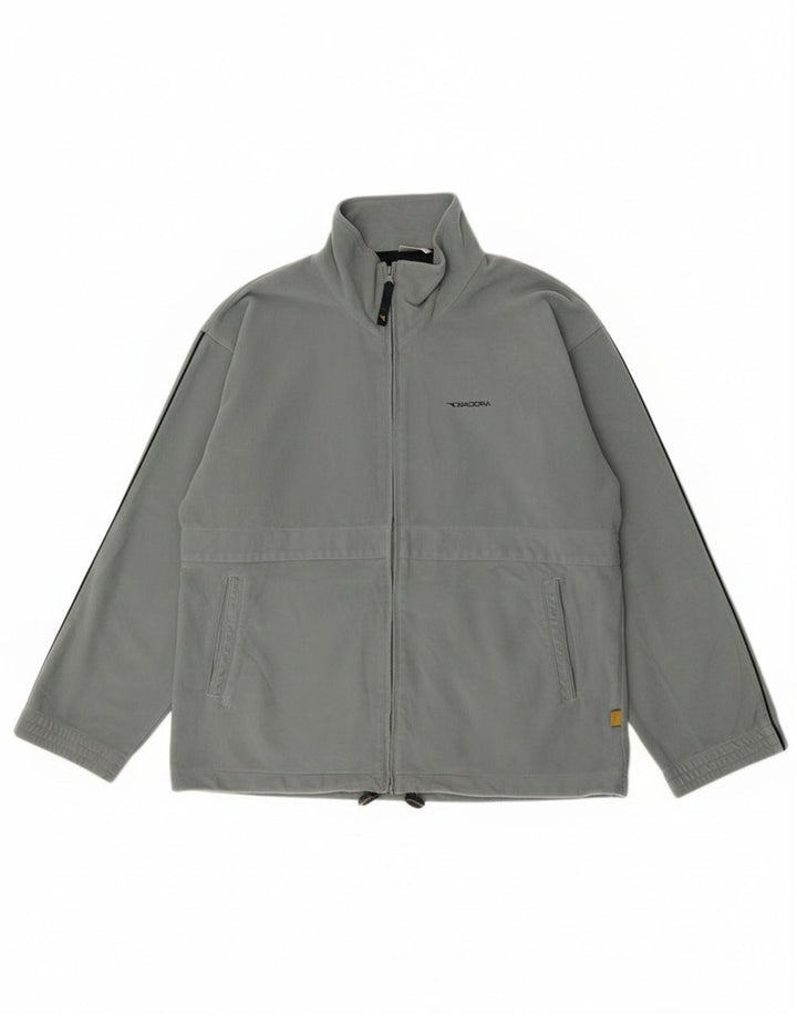 Diadora Ανδρική βελούδινη αθλητική φόρμα Top Jacket UK 40 Large Grey Polyester