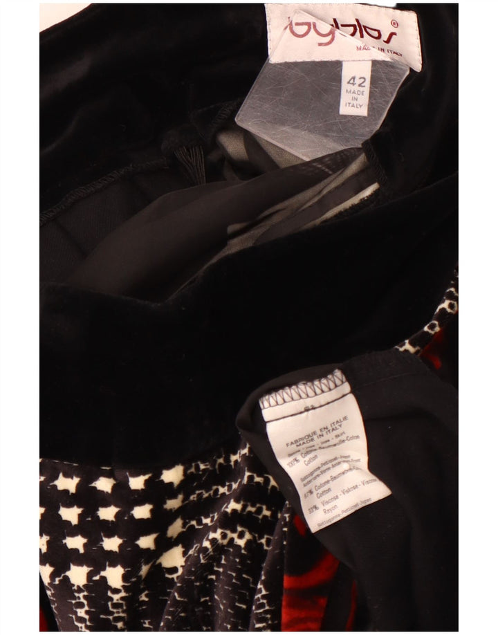 BYBLOS Γυναικεία βελούδινη φούστα σε γραμμή Α IT 42 Medium W28 Μαύρη φλοράλ βαμβακερή