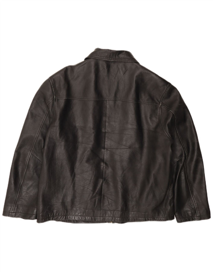 VINTAGE Ανδρικό Δερμάτινο Μπουφάν UK 44 2XL Μαύρο
