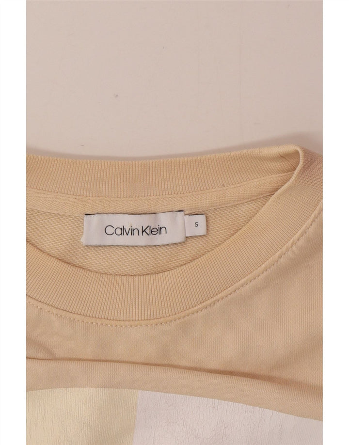 Calvin Klein Γυναικεία γραφικά υπερμεγέθη φούτερ Jumper UK 10 Small Beige