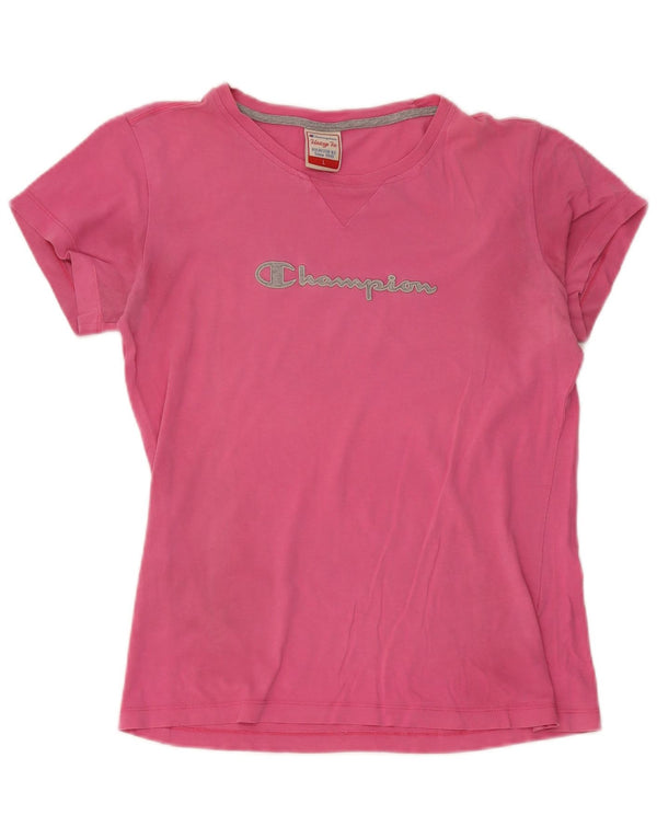 Champion Womens Heritage Fit Graphic T-shirt Top UK 14 Large Pink