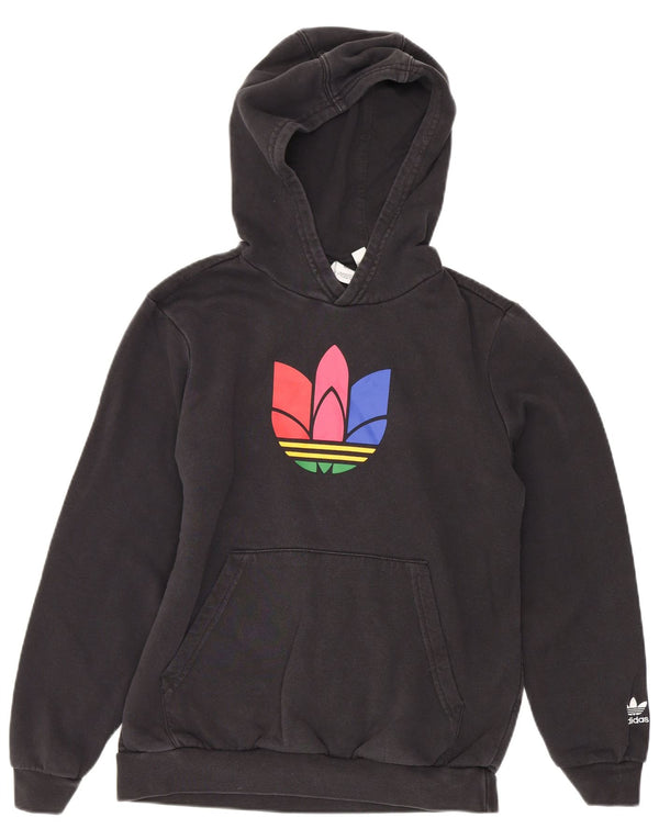 Adidas Boys Graphic Hoodie Jumper 11-12 ετών Μαύρο βαμβακερό