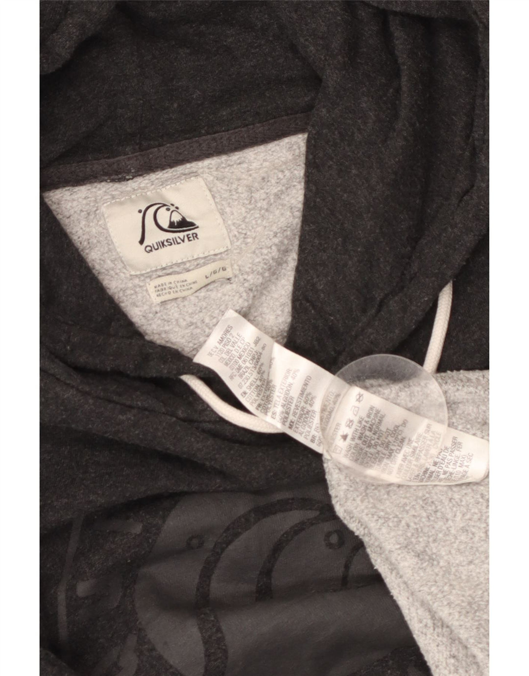 Ανδρικό γραφικό κουκούλα Quiksilver, μεγάλο γκρι βαμβακερό