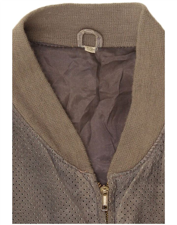 Vintage Ανδρικό Suede Bomber Jacket IT 52 XL Γκρι