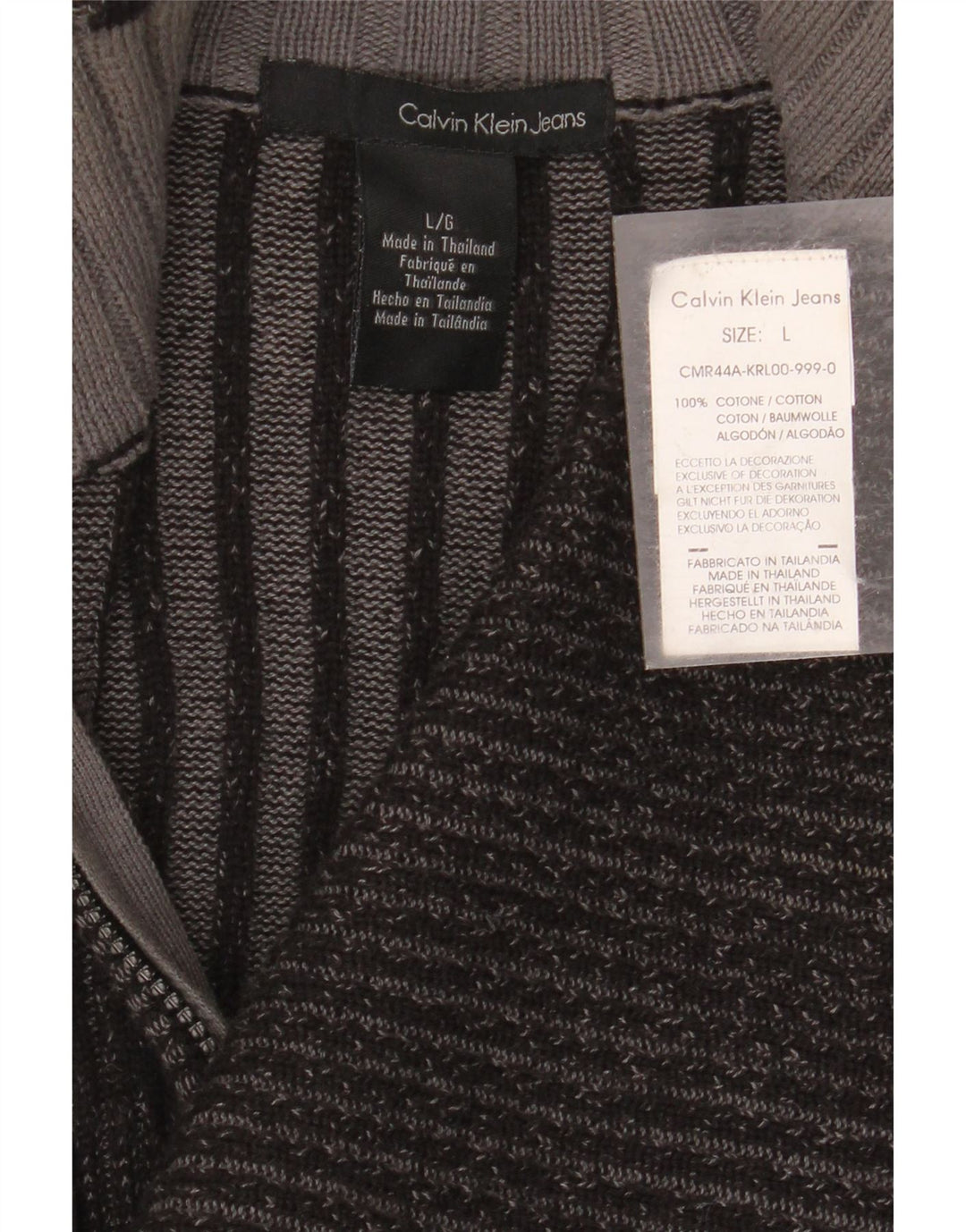 CALVIN KLEIN JEANS Γυναικείο πουλόβερ ζακέτα UK 14 μεγάλο γκρι βαμβακερό