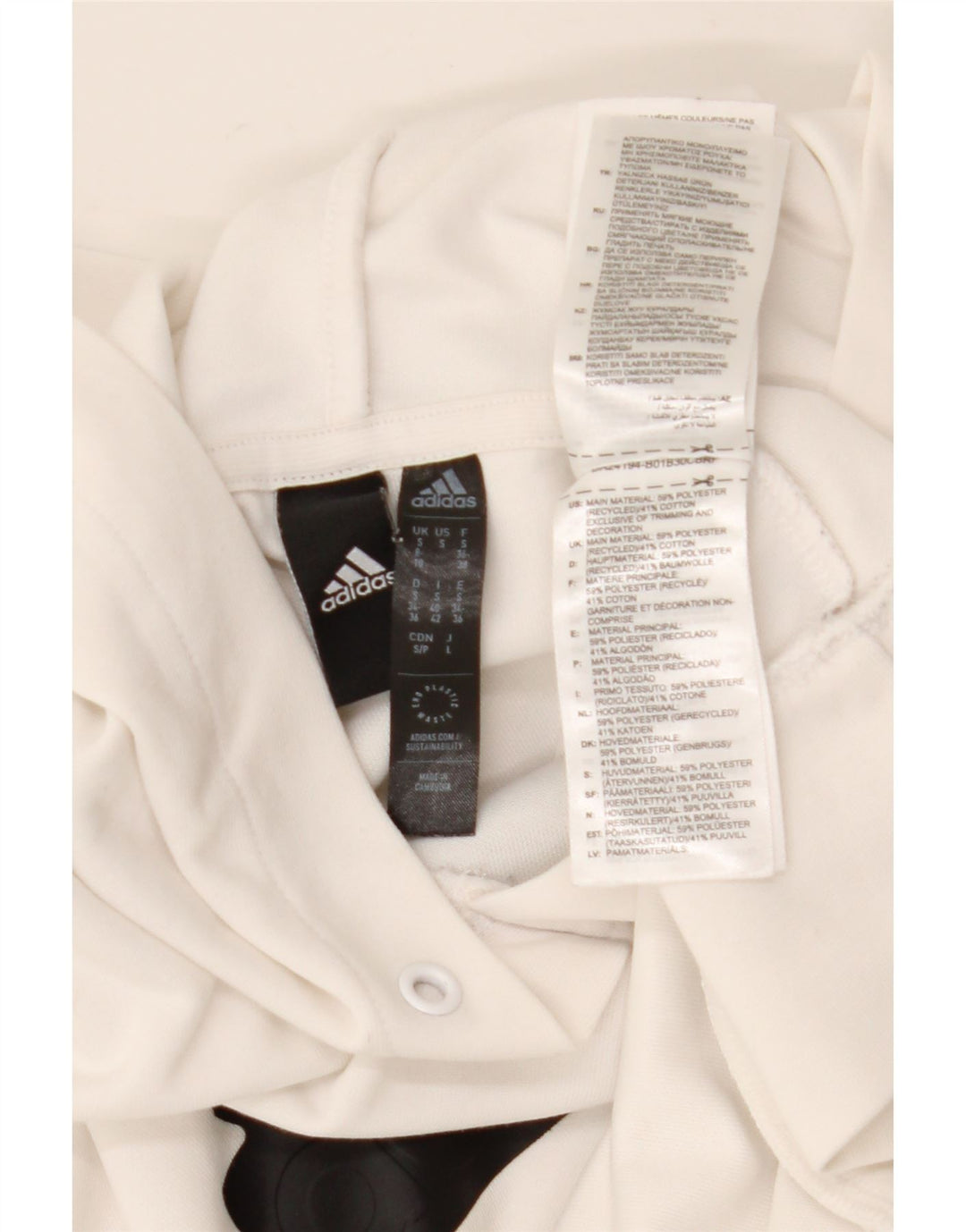 Adidas Γυναικείο Γραφικό Hoodie Jumper UK 8/10 Μικρός λευκός πολυεστέρας