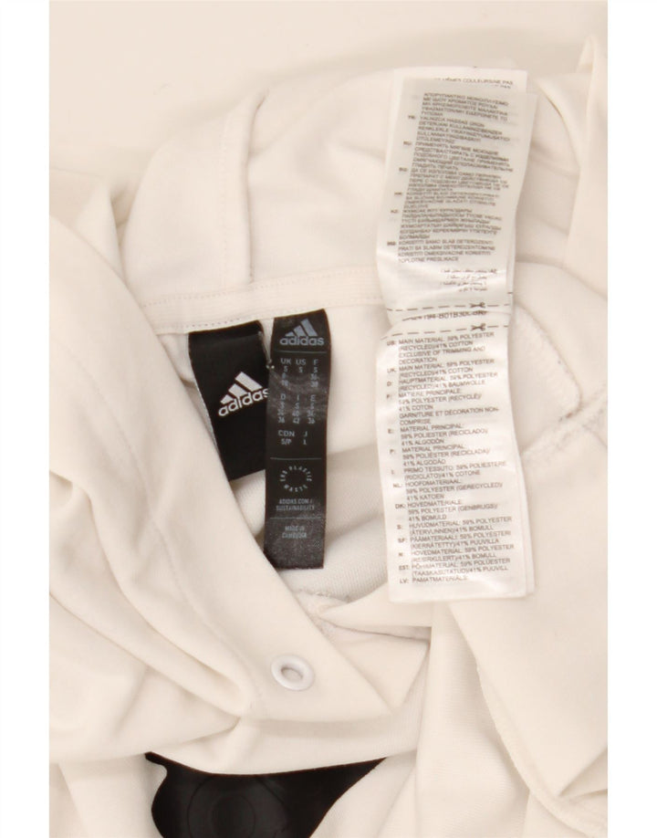 Adidas Γυναικείο Γραφικό Hoodie Jumper UK 8/10 Μικρός λευκός πολυεστέρας