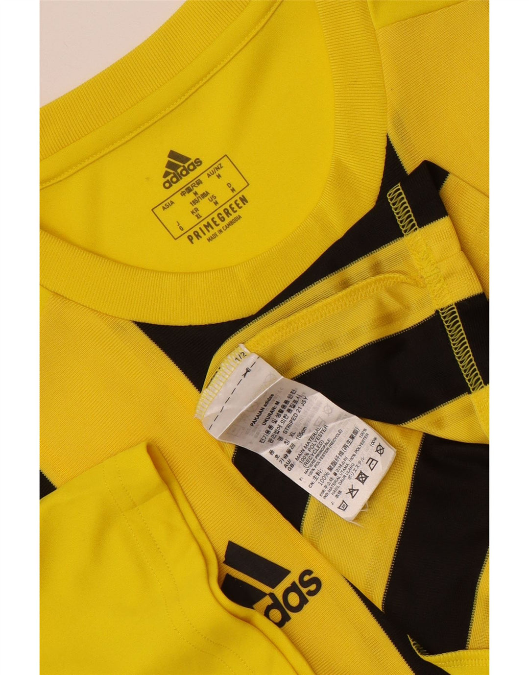 Ανδρικό γραφικό μπλουζάκι Adidas Aeroready επάνω μεσαίο κίτρινο ριγέ πολυεστέρα