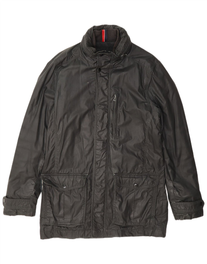 Tommy Hilfiger Mens Faux Leather Utility Jacket UK 38 Medium Grey