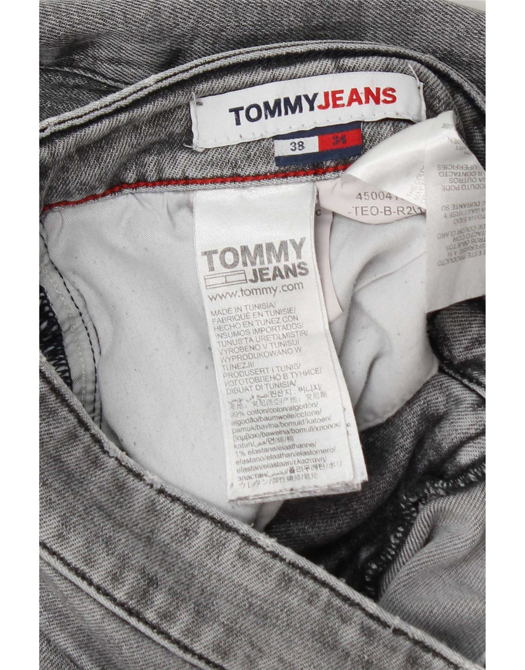 Tommy Hilfiger Mens Distressed Slim Jeans W38 L34 Γκρι βαμβακερό
