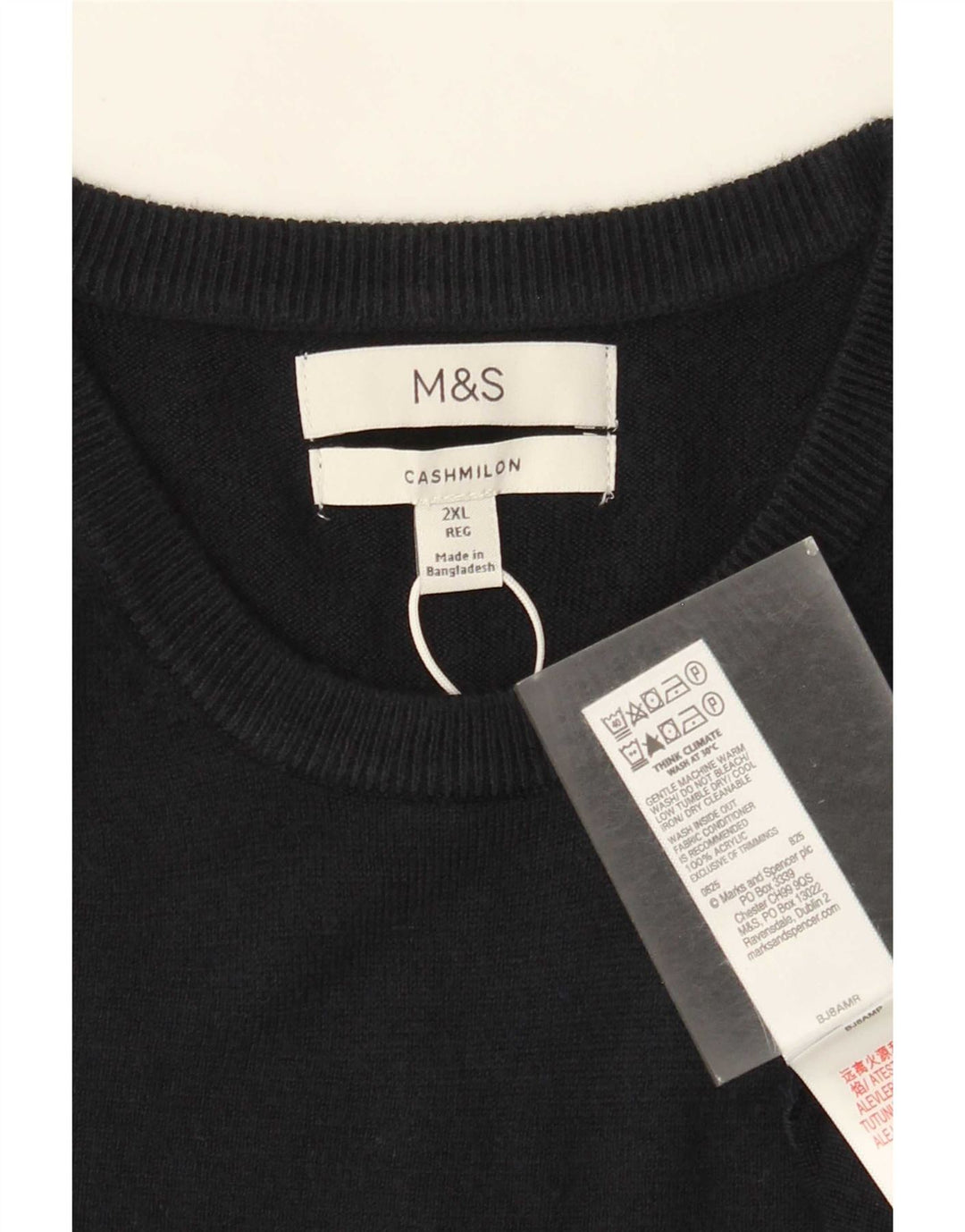 Ανδρικό πουλόβερ Marks & Spencer Crew Neck Jumper 2XL Navy Blue Acrylic