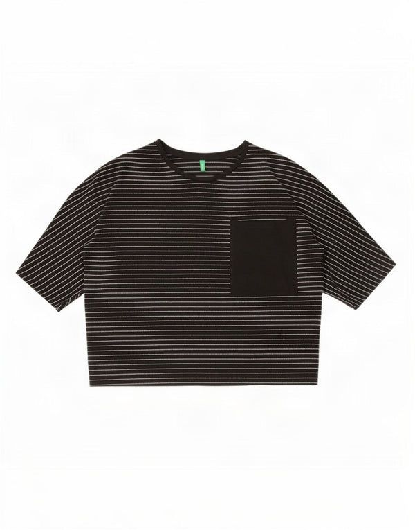 Γυναικείο μπλουζάκι Benetton Crop Oversized Top 10 Small Black Pinstripe