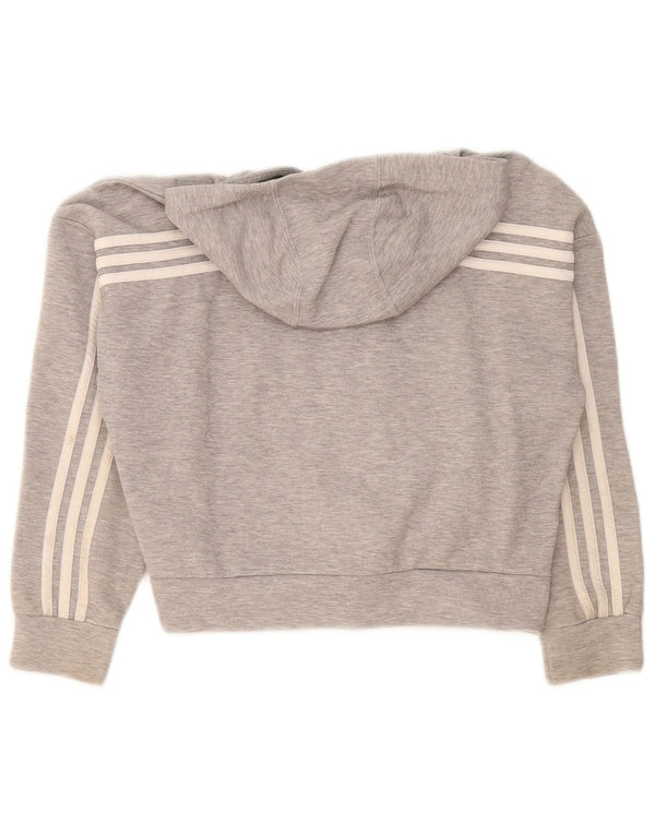 Πουλόβερ Adidas Girls Crop με κουκούλα με φερμουάρ 11-12 ετών βαμβακερό γκρι