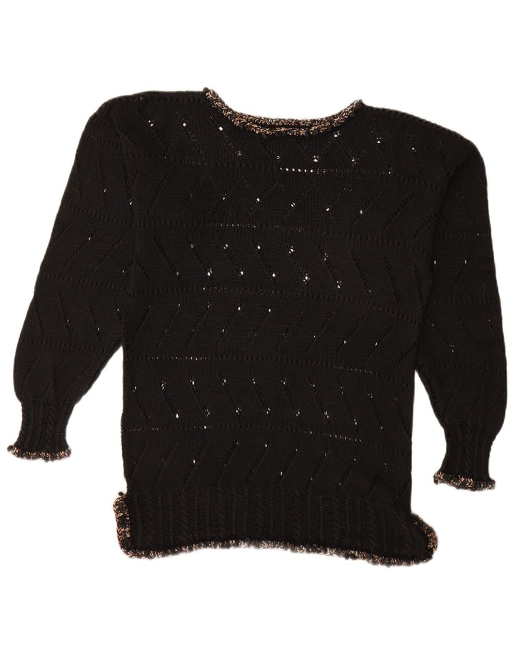 VINTAGE Γυναικείο πουλόβερ με λαιμόκαυστο UK 14 Medium Black