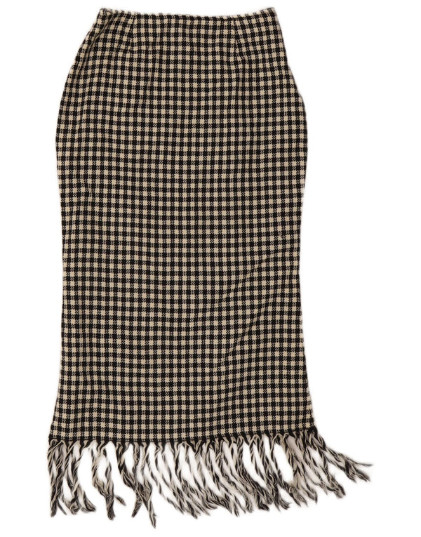 Vintage Γυναικεία Ψηλόμεση Midi Φούστα IT 42 Medium W28 Black Check