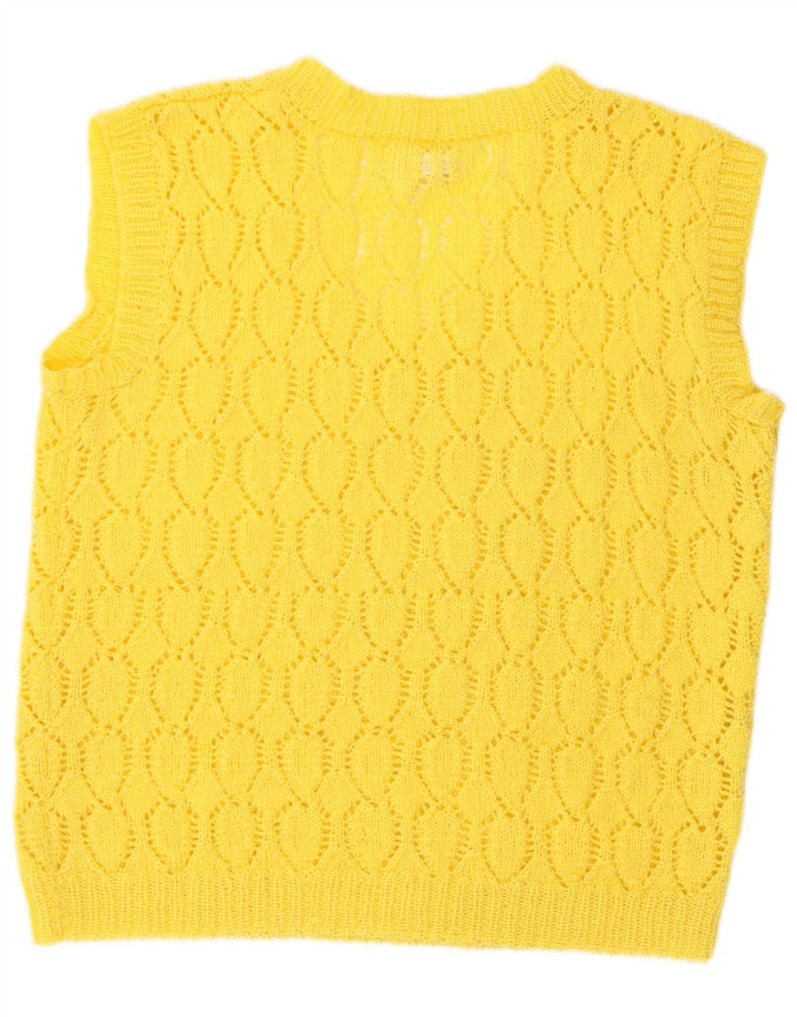 Vintage γυναικείο γιλέκο Tank Top UK 14 Medium Yellow Retro