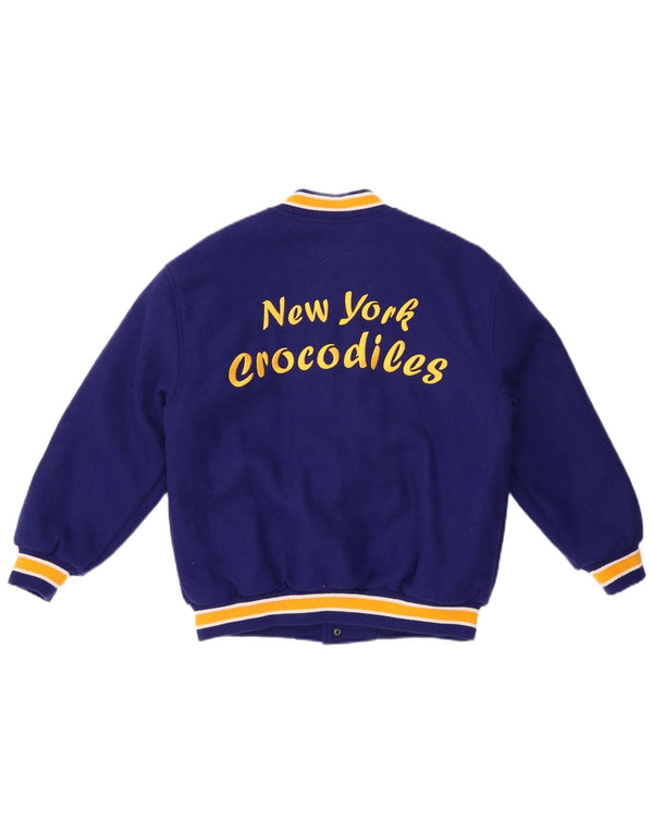 ZARA Girls New York Crocodiles Graphic Varsity Jacket 9-10 Years Navy Blue