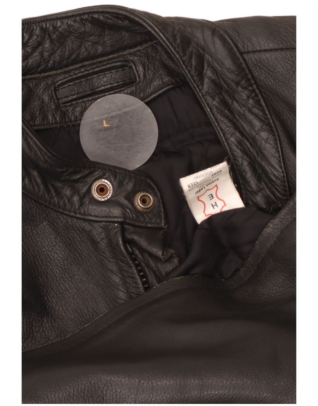 VINTAGE Ανδρικό Δερμάτινο Σακάκι Racer UK 40 Μεγάλο Δερμάτινο Μαύρο