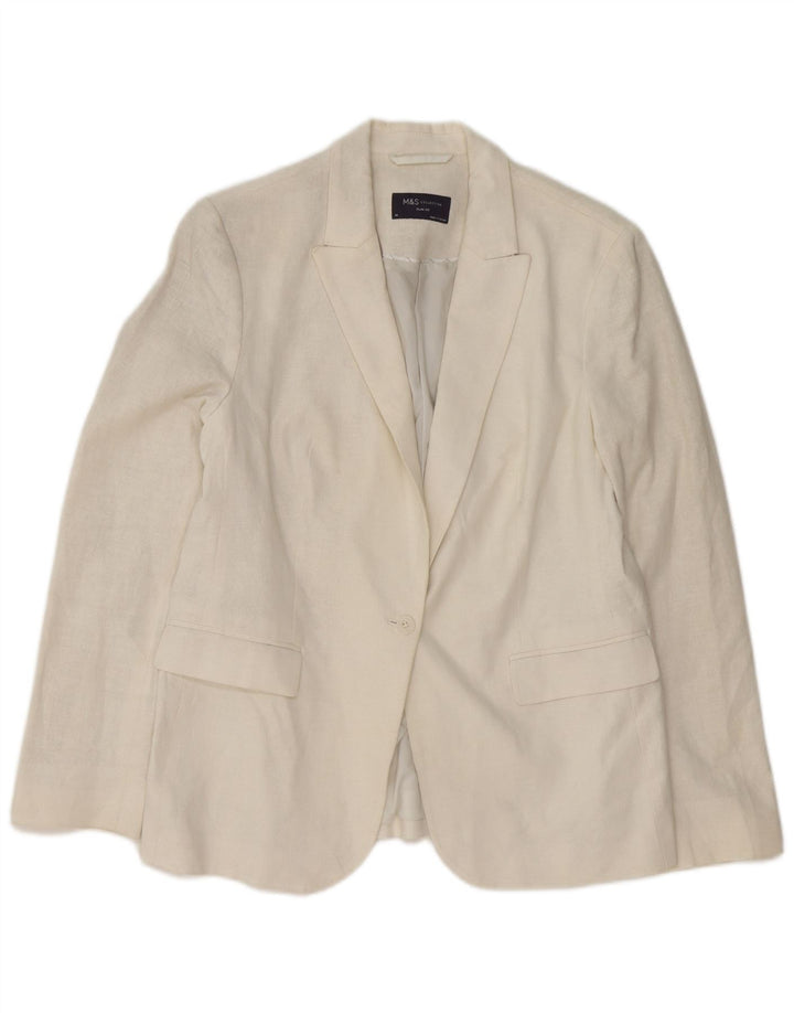 Marks & Spencer Γυναικείο Μπουφάν Blazer UK 14 Large White με 1 κουμπί